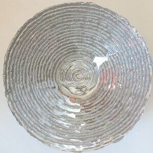 LOVELY Silver Sparkle Bowl Trinket Dish Serving Dish Circular Ribbed